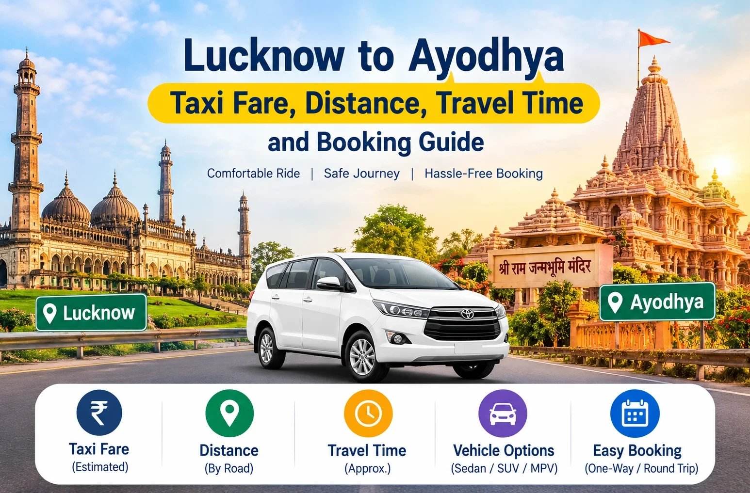 Lucknow to Ayodhya Taxi Fare, Distance, Travel Time and Booking Guide