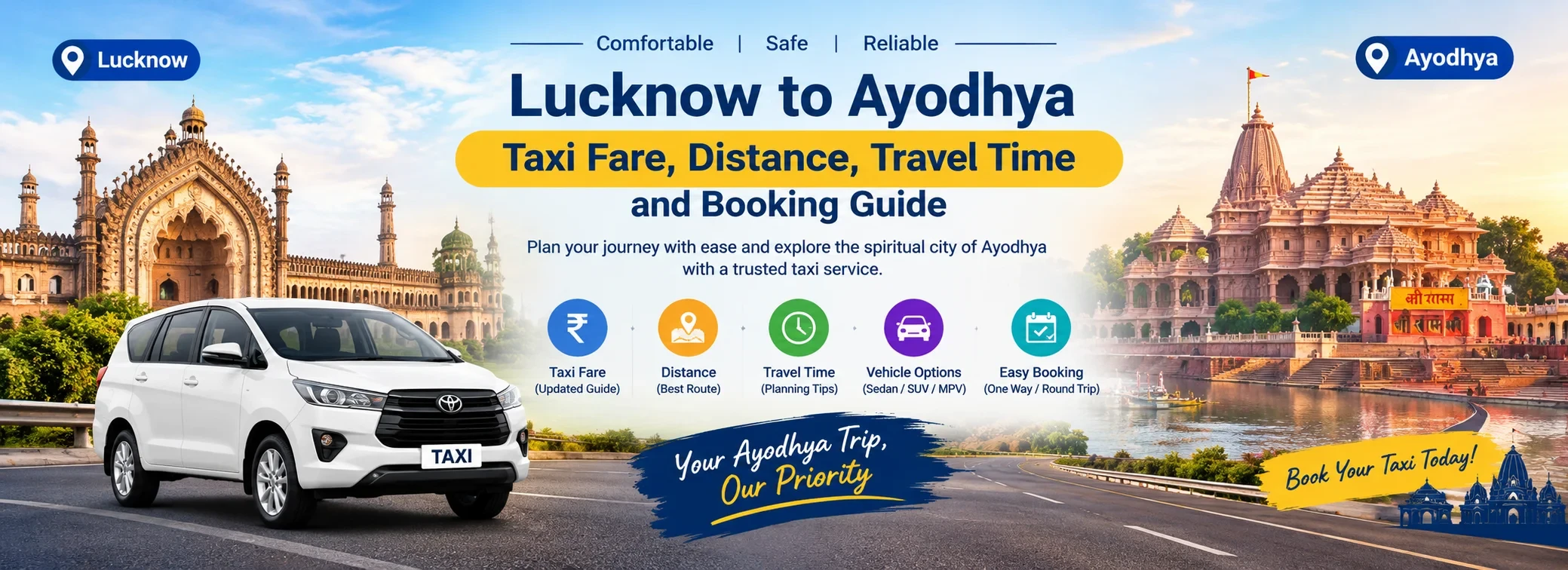 Lucknow to Ayodhya Taxi Fare, Distance, Travel Time and Booking Guide