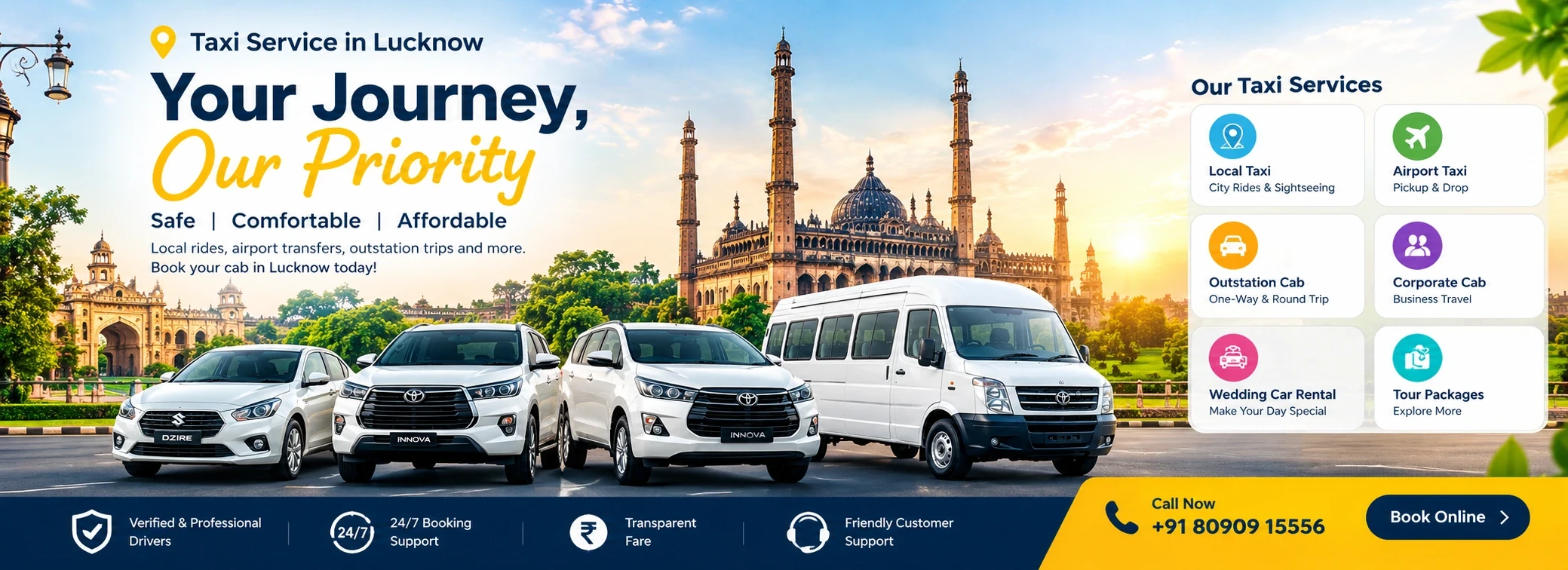 Lucknow Taxi Service for Local, Airport & Outstation Travel