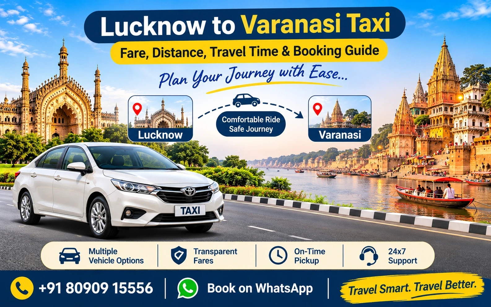 Lucknow to Varanasi Taxi: Fare, Distance, Travel Time & Booking Guide