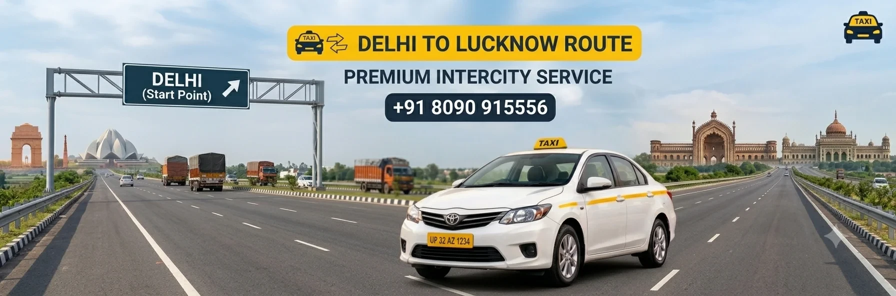 Taxi from Delhi to Lucknow