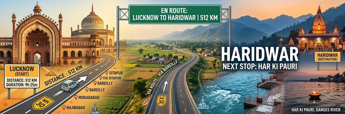 Lucknow to Haridwar route
